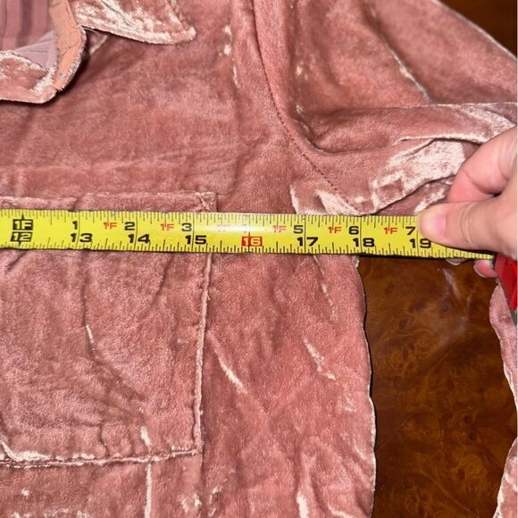 Anthropologie Maeve Karina Crushed Velvet Shirt Size US 2 Small Dust Pink - Picture 14 of 15
